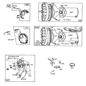 Electric Starters Diagram and Parts List for 170401-0610-XX  Briggs and Stratton Engine
